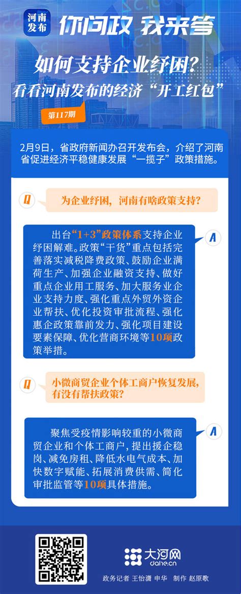 你问政我来答丨如何支持企业纾困？看看河南发布的经济“开工红包” 大河网