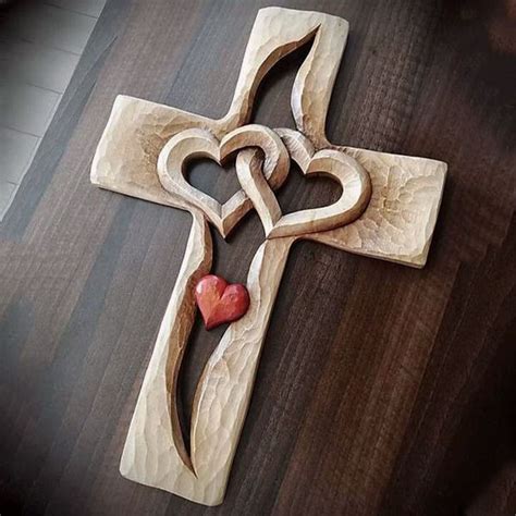 Cross Intertwined Hearts Intertwined Hearts Wooden Cross Wood