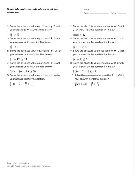 Graph Solution To Absolute Value Inequalities Worksheet Worksheets Library