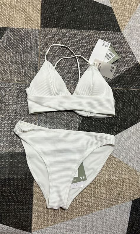 H M White Bikini Women S Fashion Swimwear Bikinis Swimsuits On Carousell