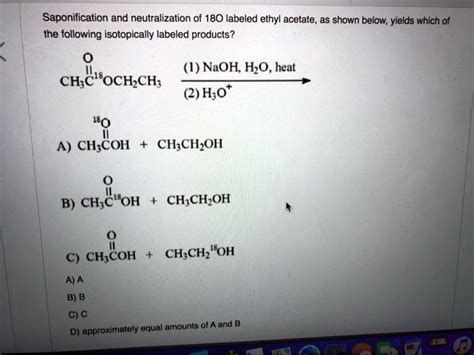 Solved Saponification And Neutralization Of Labeled Ethyl Acetate