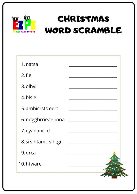 Christmas Word Scramble Ezpzlearn