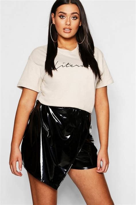 Plus Faux Leather Skort Boohoo