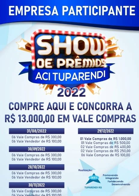 Campanha Show De Pr Mios Tem Novo Sorteio Semana Que Vem Guia Tuparendi