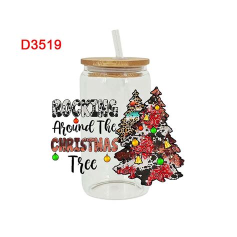 Xeovhv Uv Dtf Cup Wrap Transfer Sticker Christmas Rub On Transfers Uv