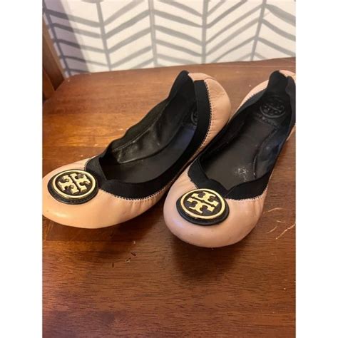 Tory Burch Shoes Tory Burch Nude Black Logo Flats Shoes Poshmark
