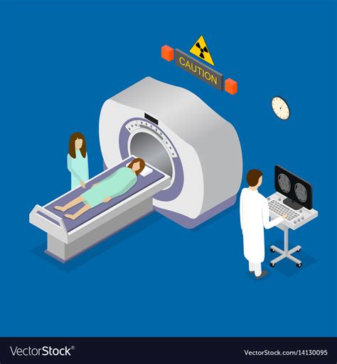 Patient And Doctor Diagnostic Scanner Tomography Vector Image