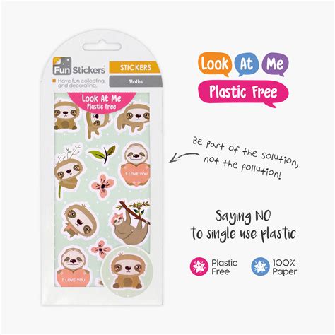 Plastic Free - Sloths - Fun Stickers