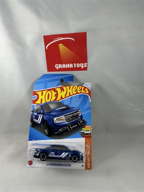 22 Ford Maverick Custom 196 Blue 10 10 Hot Trucks 2024 Hot Wheels Case