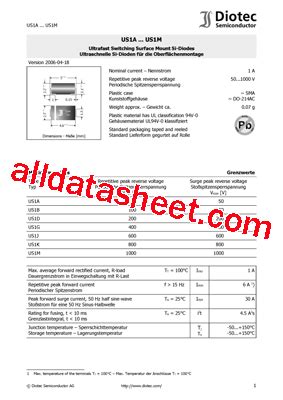 US1M Datasheet(PDF) - Diotec Semiconductor