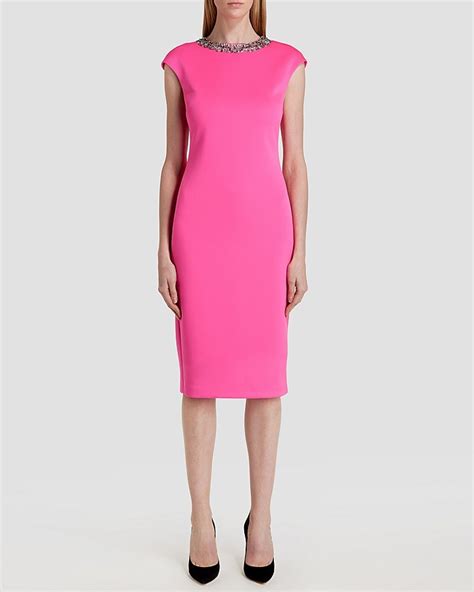 Hot Pink Sheath Dress Ted Baker Dress Elenna Embellished Neck Where