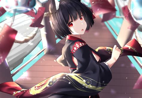 Animal Ears Anthropomorphism Azur Lane Black Hair Catgirl Cotton