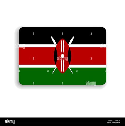 Kenya Flag Flat Vector Rectangle With Rounded Corners And Dropped