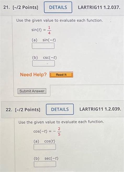 Solved Use The Given Value To Evaluate Each Function Chegg