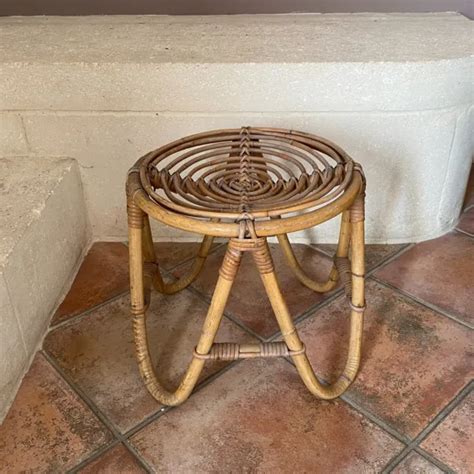 Tabouret Vintage En Rotin Arqu Eur Picclick It