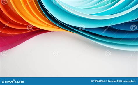 Colorful Paper Waves On White Background Abstract Papercut Design