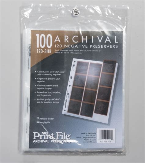 Print File Archival Negative Sleeves 120 3hb Beau Photo Supplies Inc