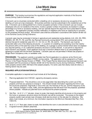 Fillable Online Sonoma County Live Work Uses PJR 053 Sonoma County