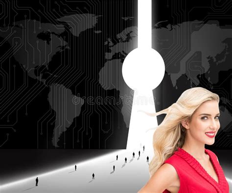 Smiling Blonde Standing Hands On Hips Stock Image Image Of Miniature