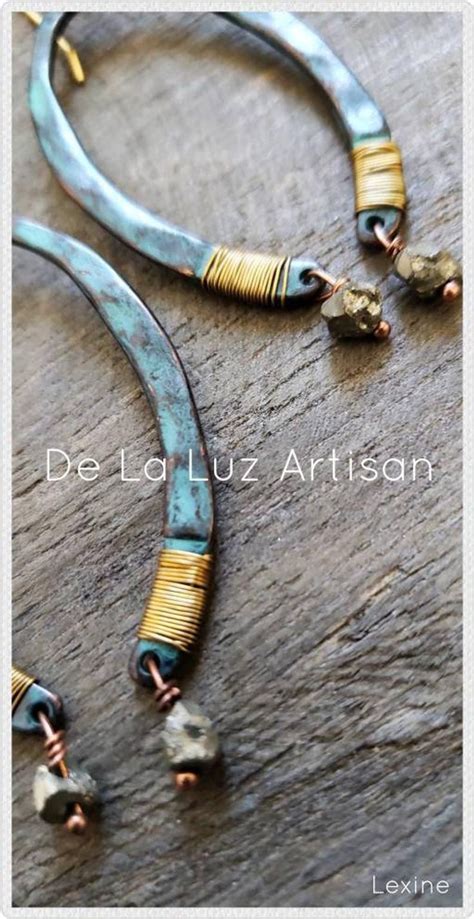 Lexine Pyrite Fools Gold Patina Copper Teal Brass Etsy Fool Gold