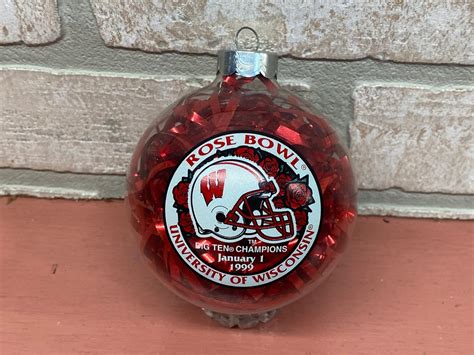 Vintage Wisconsin Badgers Christmas Ornament Vintage Rose Bowl Big