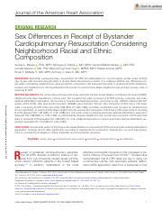 Sex Differences In Bystander Cpr Impact Of Neighborhood Course Hero