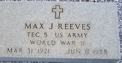 Max J Reeves 1921 1988 Mémorial Find a Grave