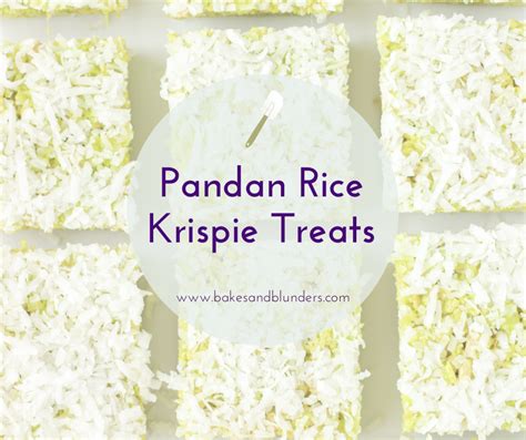 Pandan Rice Krispie Treats With Coconut Bakes And Blunders