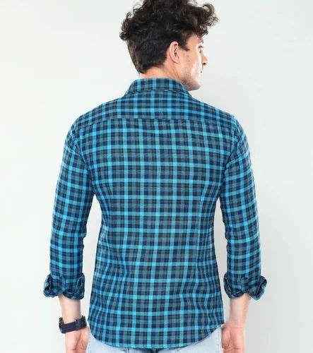 Men Sky Blue Cotton Check Shirt Formal Full Sleeves At Rs In Badlapur