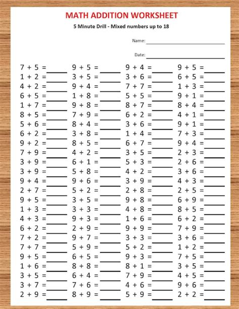 Minute Math Subtraction FreeEducationalResources Worksheets Library