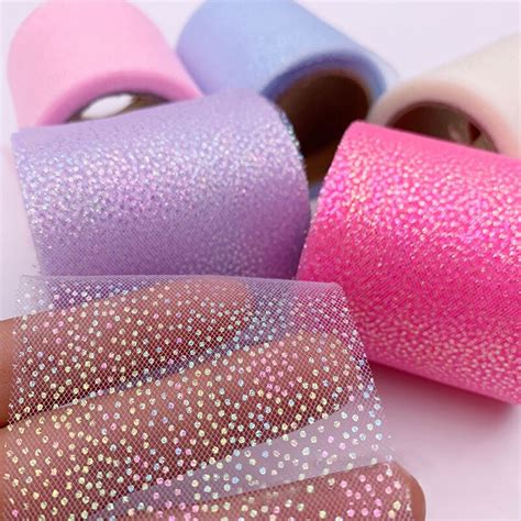 Rainbow Foil Dot Tulle Roll Organza Gaze Tecido Baby Shower Party