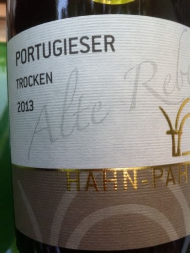 2013 Hahn Pahlke Schlossberg Portugieser Alte Reben Vivino US