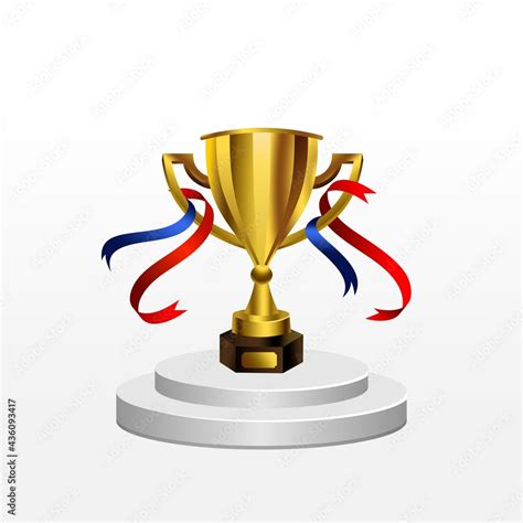 Grafika Wektorowa Stock Realistic Gold Trophy On Podium Vector Trophy