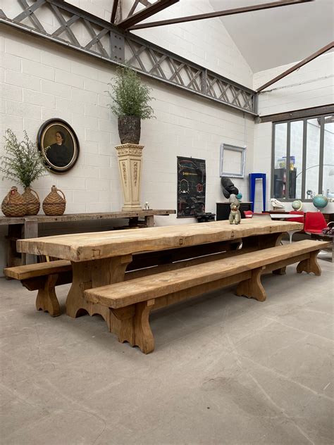 Ancienne Table De Ferme Et Bancs En Chêne Massif Nord Factory