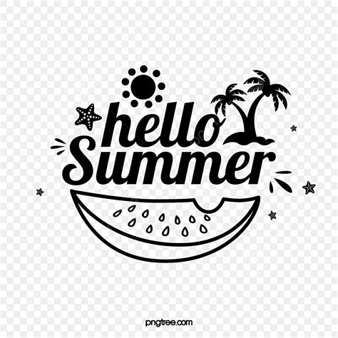 Hello Summer White Transparent Hand Drawn Hello Summer Font Design