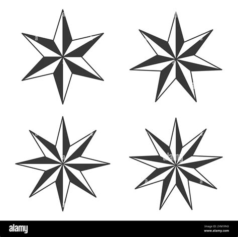 Nautical Star Icon Symbol Set 6 7 8 And 9 Horns Nautical Stars Logo