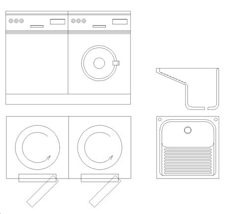 Washing Machines For Laundry Shop Dwg Cad Block Download