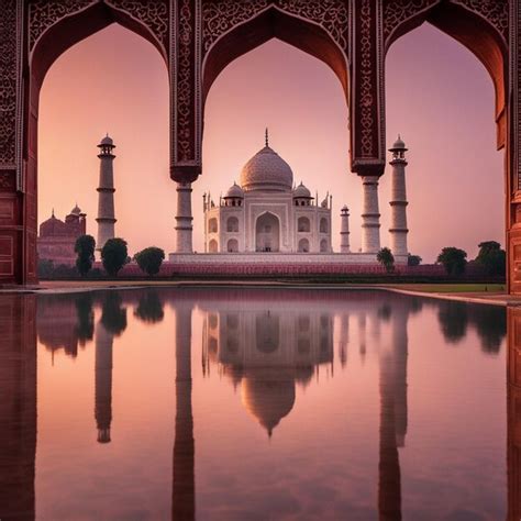 A Front View And Side View Of Taj Mahal Hd Premium Ai Generated Image