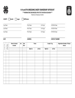 Fillable Online Extension Unl H And Ffa Breeding Sheep Ownership