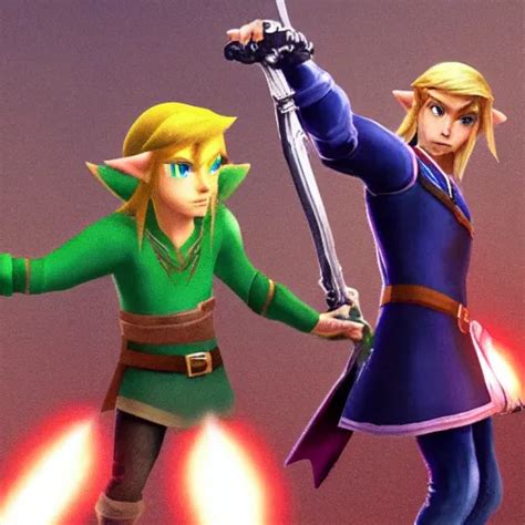 Keanu reeves in hyrule as link fighting Donald Trump | Stable Diffusion 