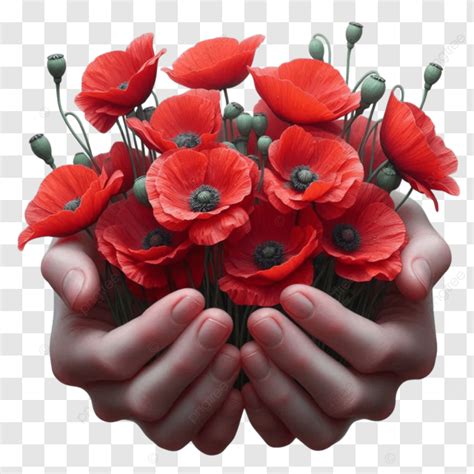 Hand Holding Poppy Flower On Transparent Hand Holding Poppy Hand