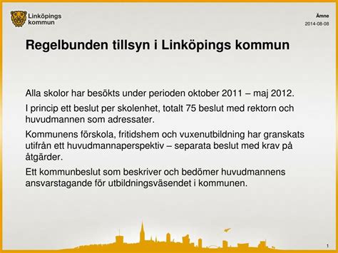 Ppt Regelbunden Tillsyn I Link Pings Kommun Powerpoint Presentation