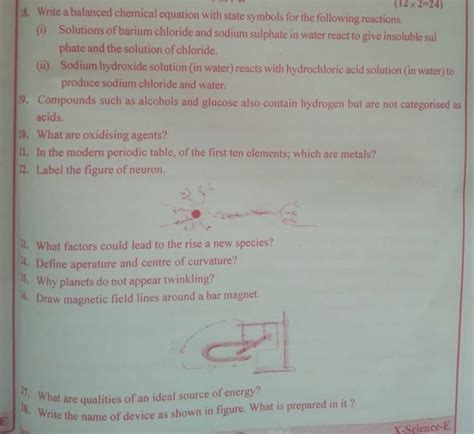 18. Write a balanced chemical equation with state symbols for the followi..