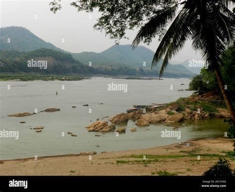 Laos Luang Prabang The Nam Khan River At Its Confluence With The