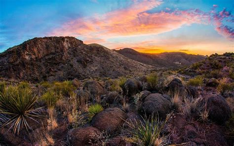 Sunset Sky Over Desert Hills wallpaper | nature and landscape | Wallpaper Better