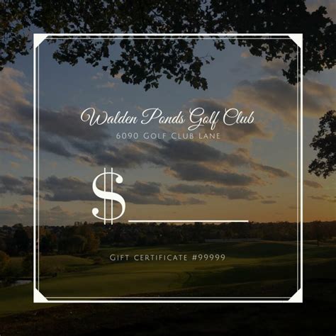 Gift Certificate Walden Ponds Golf Club