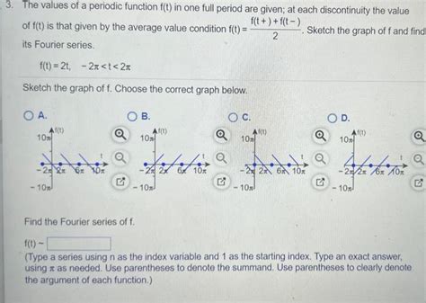 Solved The Values Of A Periodic Function F T In One Full Chegg