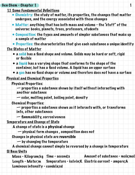 Gen Chem Chapter Notes Gen Chem Chapter Some Fundamental