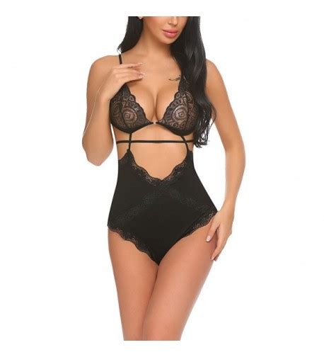Women Sexy Teddy Lingerie One Piece Bodysuit Sheer Lace Babydolls Black C YHZKN