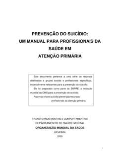 Preven O Do Suic Dio Um Manual Para Preven O Do Suic